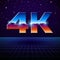 4k Ultra HD format logo with shiny chrome letters