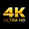 4k Ultra HD format logo with shiny chrome letters