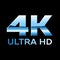 4k Ultra HD format logo with shiny chrome letters