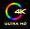 4K ultra HD sign isolated on black background