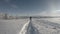 4K Ultra UHDTV 3840X2160 : Little skier boy walks on the deep snow track