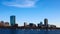 4K UltraHD Timelapse Boston skyline with sailboats in front