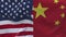 4k United States of America USA and China National flag waving wind background.