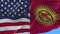 4k United States of America USA and Kyrgyzstan National flag in wind background.