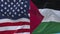 4k United States of America USA and Palestine National flag in wind background.