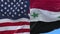 4k United States of America USA and Syria National flag waving wind background.