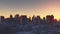 4k Urban sunrise,New York,modern business building silhouette.