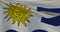 4k Uruguay flag is fluttering in wind.