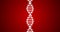 4k Vertical DNA Code with Chromosomes in Double Helix Rendered Animation on Red Background.