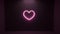 4K video of 3D illustration neon heart shape on the wall
