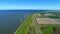 4k video aerial cinematic footage over wind mill farm in Netherlands