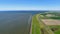 4k video aerial cinematic footage over wind mill farm in Netherlands