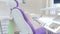 4k video of camera flying around dentist chair in modern dental clinic