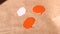4k video, close-up of two speech bubbles cut out of orange paper and a white cloud, with space for text.DIY concept