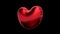 4k video of flying red heart balloon on the transparent background