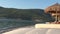 4K video Magnificent panoramic view of the turquoise bay of the Aegean Sea with snow-white yachts, Luxury hotel holiday