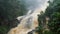 4k video of powerful mountain stream flowing in waterfall after raining in torpical forest at mountains