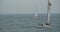 4k video,sailboat sailing in the sea,wide ocean waves surface.