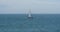 4k video,sailboat sailing in the sea,wide ocean waves surface.