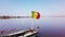 4K video of Senegal flag on the boat waving on blue sky