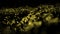 4K. wave motion abstract of particles gold dust with stars on black background. background gold movement, seamless loop