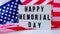 4k Waving American Flag Background. Lightbox with text HAPPY MEMORIAL DAY Flag of the united states of America. July 4th