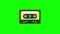 4k yellow retro audio cassette isolated on a green screen