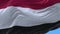 4k Yemen National flag wrinkles loop seamless wind in blue sky background.