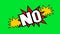 4K. yes ,no ,okay in comic strip speech cartoon animation style with an explosion shape. white text, red and yellow spikes isolate