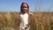 4K Young Girl Walking in Wheat Field Playing in Cereals, POV Kids, Children