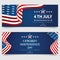 4th of July banner Vector illustration. Independence Day, US flag with 4th of July on blue background.