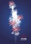 4th of July big white red firework shining Liberty statue silhouette blue background