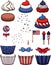 4th Of July Cupcake Build Set. Vector clip art illustration with simple gradients.