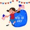 4th of July Flyer Design, with kid holding flag.