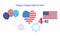 4th of July Happy Independence Day symbols icons set Patriotic American flag, stars fireworks confetti balloons ribbon banner