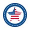 4th of july independence day, american flag in star national insignia flat style icon