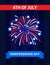 The 4th July, Independence Day in the United States of America. Greetings card. Celebrate it with the firework