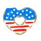 4th of July. National Donut Day. Independence Day. Doughnut in the shape of the heart in colors of USA flag. Cartoon