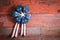 4th July patriotic badge on rustic wood