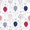 4th of July seamless pattern, star dot and balloon on white background