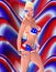 4Th Of July - Sexy,Blonde American Girl in stars and stripes bikini.