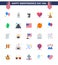 4th July USA Happy Independence Day Icon Symbols Group of 25 Modern Flats of achievement; american; usa; love; states