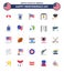 4th July USA Happy Independence Day Icon Symbols Group of 25 Modern Flats of alcoholic; officer; thanksgiving; man; christmas bell