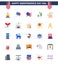 4th July USA Happy Independence Day Icon Symbols Group of 25 Modern Flats of food; packages; party; money; american