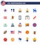 4th July USA Happy Independence Day Icon Symbols Group of 25 Modern Flats of food; political; cake; american; thanksgiving