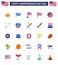 4th July USA Happy Independence Day Icon Symbols Group of 25 Modern Flats of thanksgiving; american; flag; usa; states