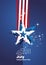 4th of July USA star abstract flag firework blue vector poster