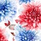4th of July Watercolor Flowers Background Sublimation, Dahlia Flowers Background