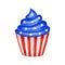 4th of july Watercolor patriotic cupcake in the colors of the USA flag. For sweet cake american design compositions