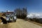4th March, 2020, Meghma, West Bengal, India: A old land Rover car parked beside a road at Tonhlu, West Bengal, India